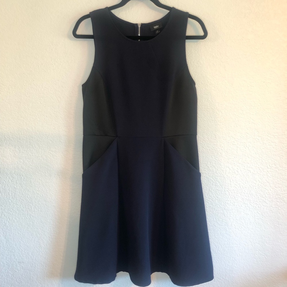 Mossimo Supply Co. A-line Textured Navy w/Black Inset Dress Exposed Zipper